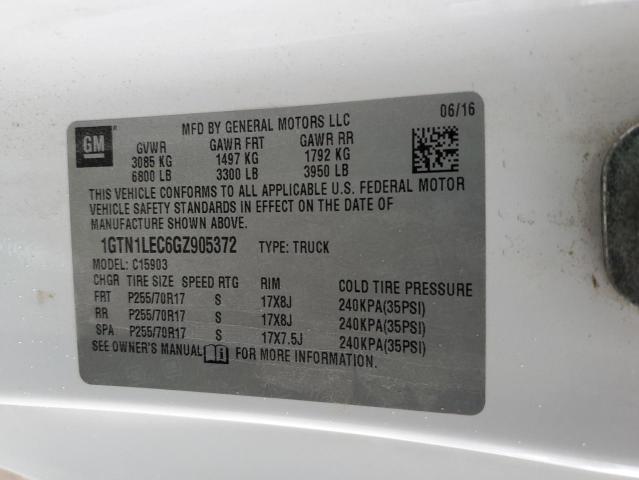 1GTN1LEC6GZ905372 - 2016 GMC SIERRA C1500 WHITE photo 12