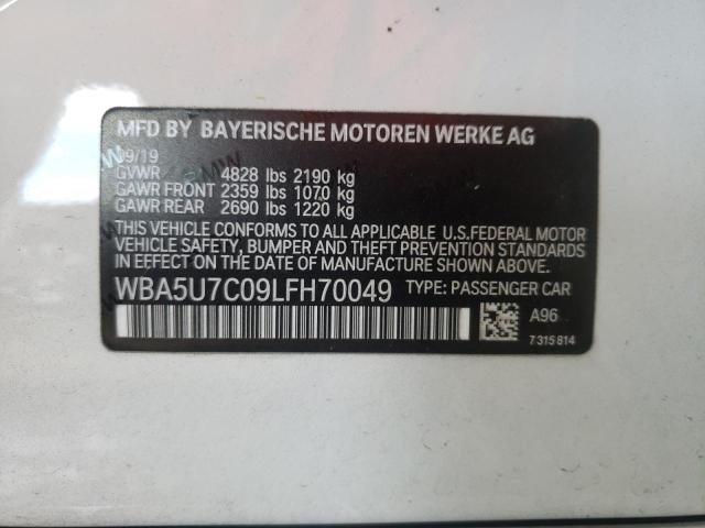 WBA5U7C09LFH70049 - 2020 BMW M340I WHITE photo 12