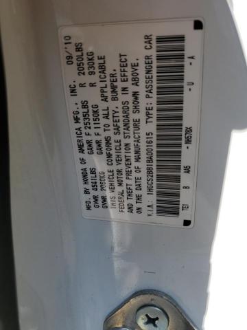 1HGCS2B81BA001615 - 2011 HONDA ACCORD EXL WHITE photo 12