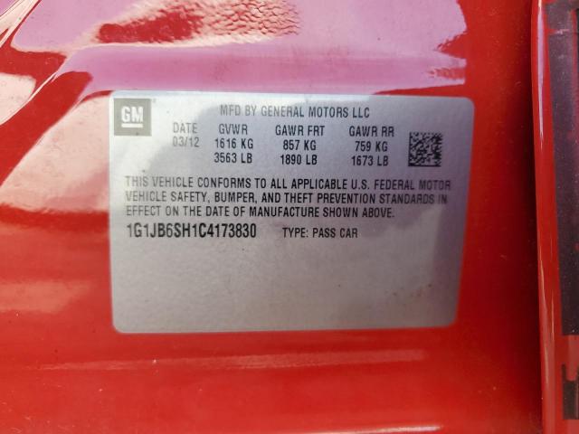 1G1JB6SH1C4173830 - 2012 CHEVROLET SONIC LS RED photo 12
