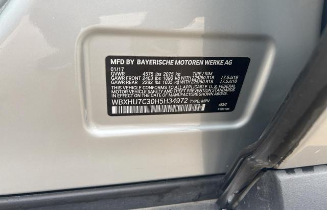 WBXHU7C30H5H34972 - 2017 BMW X1 SDRIVE28I SILVER photo 10