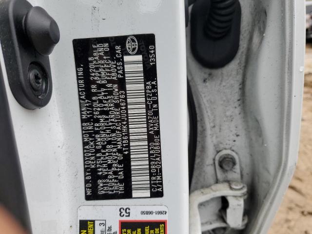 4T1B61HK4JU046763 - 2018 TOYOTA CAMRY XSE WHITE photo 12