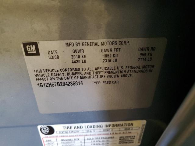 1G1ZH57B284236814 - 2008 CHEVROLET MALIBU 1LT BLUE photo 12