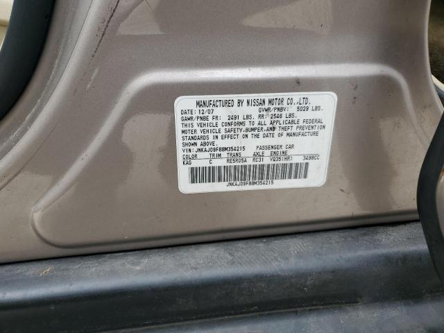 JNKAJ09F88M354215 - 2008 INFINITI EX35 BASE Թուխ լուսանկար 13