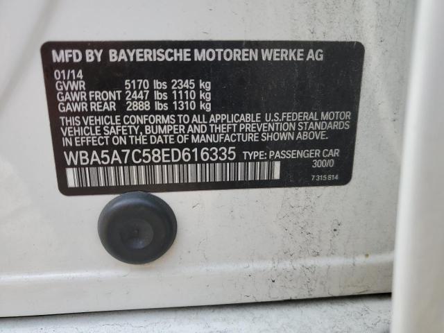 WBA5A7C58ED616335 - 2014 BMW 528 XI WHITE photo 13