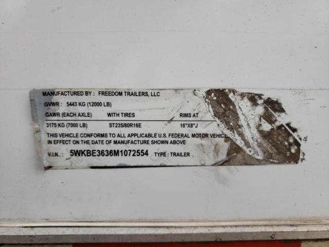 5WKBE3636M1072554 - 2021 FRDM TRAILER WHITE photo 10