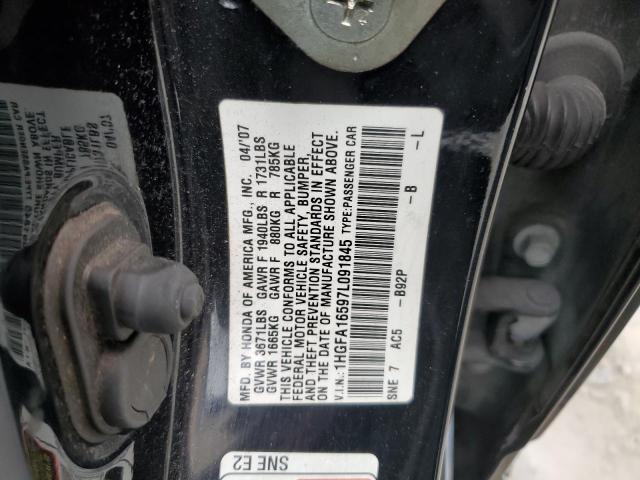 1HGFA16597L091845 - 2007 HONDA CIVIC LX BLACK photo 12