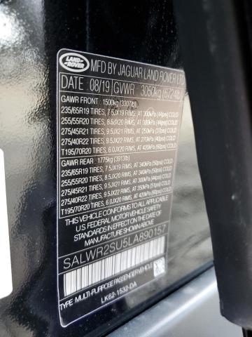 SALWR2SU5LA890157 - 2020 LAND ROVER RANGE ROVE HSE CHARCOAL photo 12