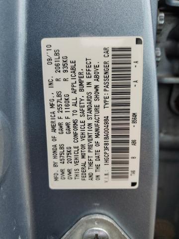 1HGCP3F81BA004984 - 2011 HONDA ACCORD EXL BLUE photo 12