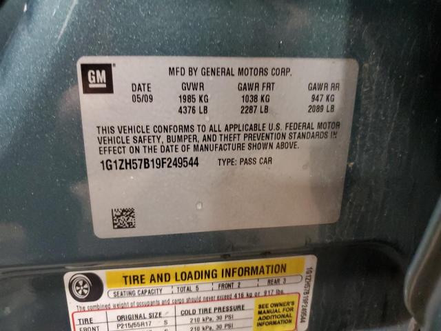 1G1ZH57B19F249544 - 2009 CHEVROLET MALIBU 1LT BLUE photo 12