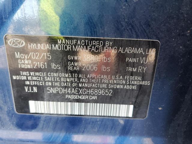 5NPDH4AEXGH689652 - 2016 HYUNDAI ELANTRA SE BLUE photo 12