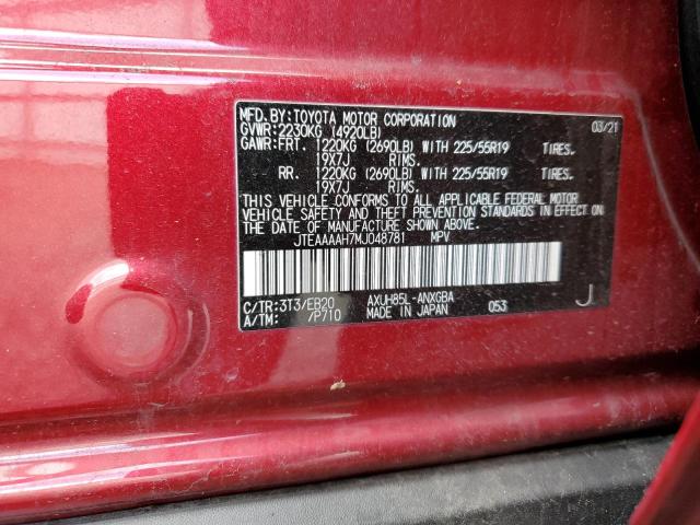 JTEAAAAH7MJ048781 - 2021 TOYOTA VENZA LE RED photo 12