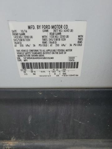 1FM5K8AR0HGB33240 - 2017 FORD EXPLORER POLICE INTERCEPTOR Ağ foto 12