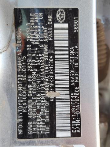 4T1BF1FK8FU917304 - 2015 TOYOTA CAMRY LE SILVER photo 12