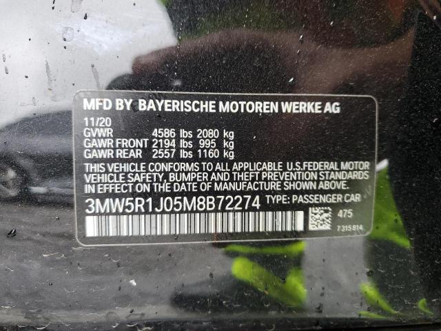 3MW5R1J05M8B72274 - 2021 BMW 330I BLACK photo 13