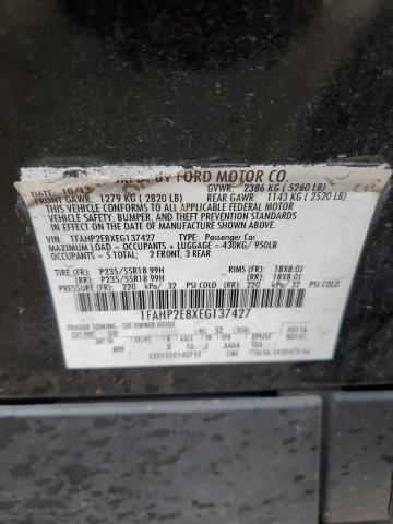 1FAHP2E8XEG137427 - 2014 FORD TAURUS SEL BLACK photo 13