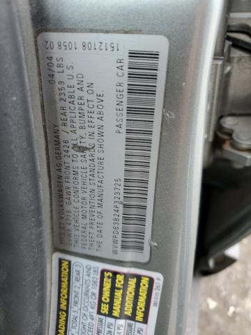 WVWPD63B24P323725 - 2004 VOLKSWAGEN PASSAT GLS GRAY photo 12