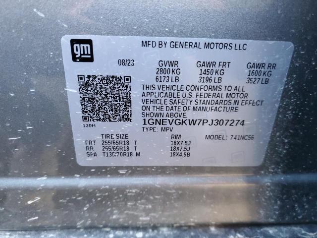 1GNEVGKW7PJ307274 - 2023 CHEVROLET TRAVERSE LT GRAY photo 14