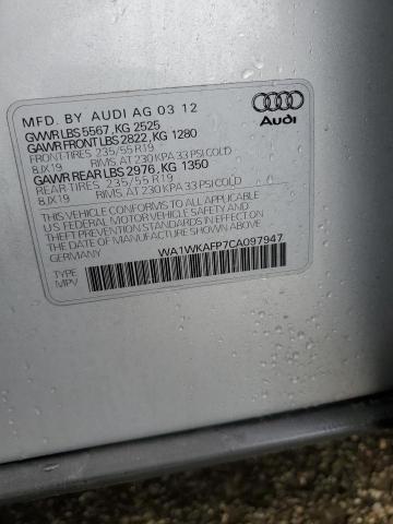 WA1WKAFP7CA097947 - 2012 AUDI Q5 PRESTIGE SILVER photo 13