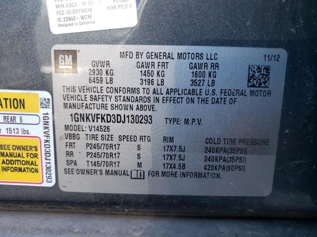 1GNKVFKD3DJ130293 - 2013 CHEVROLET TRAVERSE LS GRAY photo 13