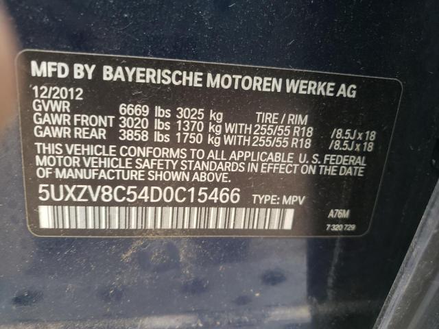 5UXZV8C54D0C15466 - 2013 BMW X5 XDRIVE50I WHITE photo 12