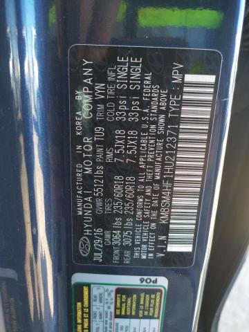 KM8SM4HF1HU212371 - 2017 HYUNDAI SANTA FE SE BLUE photo 12