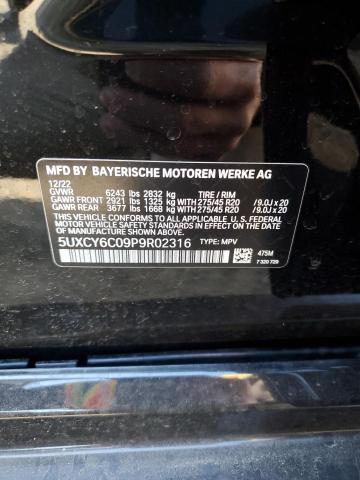 5UXCY6C09P9R02316 - 2023 BMW X6 XDRIVE40I BLACK photo 12