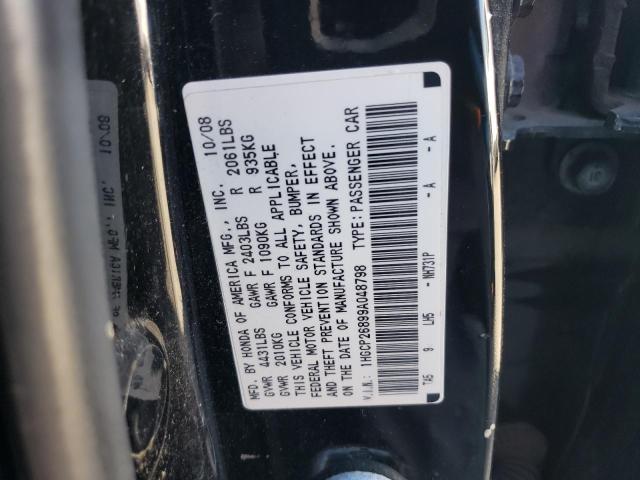 1HGCP26899A048798 - 2009 HONDA ACCORD EXL BLACK photo 12