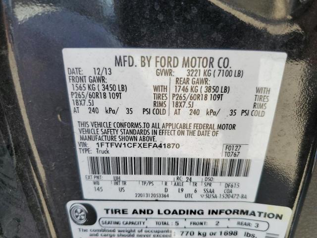 1FTFW1CFXEFA41870 - 2014 FORD F150 SUPERCREW BLACK photo 12