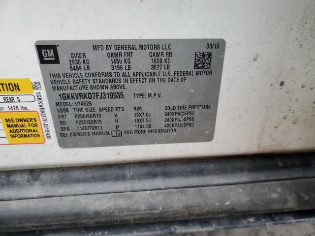 1GKKVRKD7FJ319935 - 2015 GMC ACADIA SLT-1 WHITE photo 14