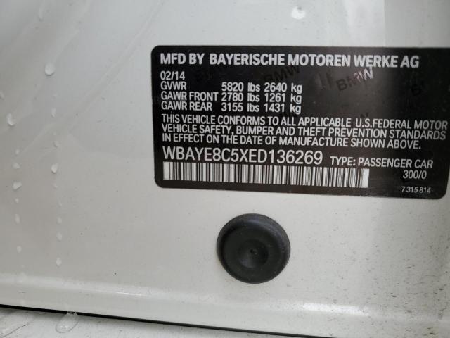 WBAYE8C5XED136269 - 2014 BMW 750 LI WHITE photo 13