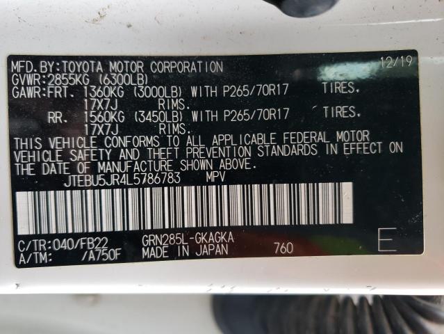 JTEBU5JR4L5786783 - 2020 TOYOTA 4RUNNER SR5/SR5 PREMIUM 白色 照片 13