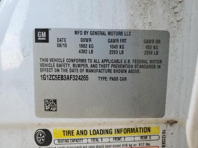 1G1ZC5EB3AF324265 - 2010 CHEVROLET MALIBU 1LT WHITE photo 12