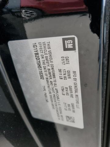 1G1YB2D75H5116382 - 2017 CHEVROLET CORVETTE STINGRAY 1LT BLACK photo 12