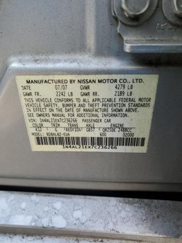 1N4AL21EX7C236266 - 2007 NISSAN ALTIMA 2.5 SILVER photo 12