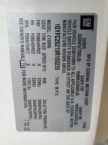 1GYFC26219R160235 - 2009 CADILLAC ESCALADE ESV LUXURY CREAM photo 12