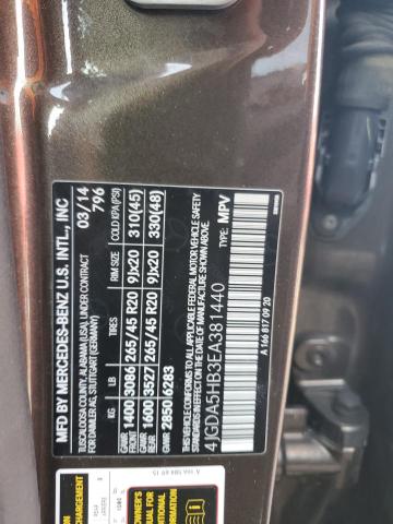 4JGDA5HB3EA381440 - 2014 MERCEDES-BENZ ML 350 4MATIC BROWN photo 12