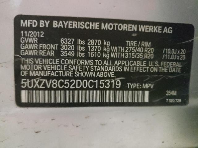5UXZV8C52D0C15319 - 2013 BMW X5 XDRIVE50I SILVER photo 10