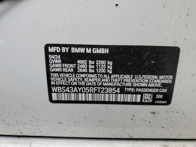 WBS43AY05RFT23854 - 2024 BMW M3 COMPETITION თეთრი ფოტო 13