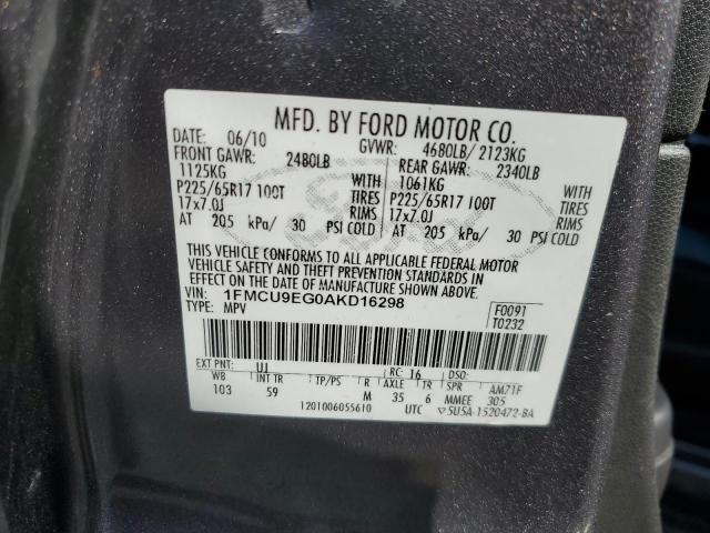 1FMCU9EG0AKD16298 - 2010 FORD ESCAPE LIMITED GRAY photo 13