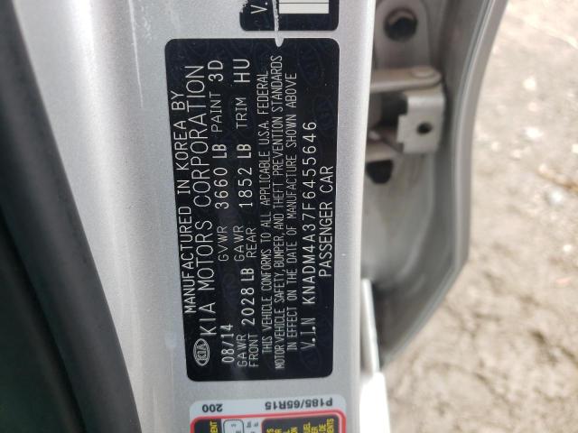 KNADM4A37F6455646 - 2015 KIA RIO LX SILVER photo 13