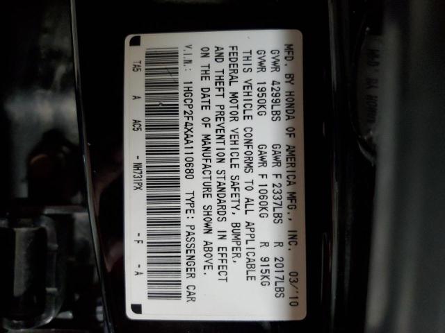 1HGCP2F4XAA110680 - 2010 HONDA ACCORD LXP BLACK photo 12