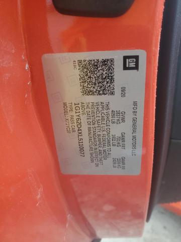 1G1Y62D4XL5110077 - 2020 CHEVROLET CORVETTE STINGRAY 1LT ORANGE photo 12