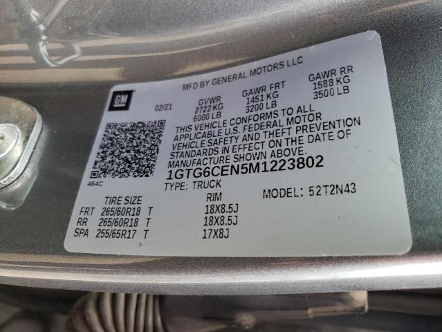 1GTG6CEN5M1223802 - 2021 GMC CANYON ELEVATION GRAY photo 12