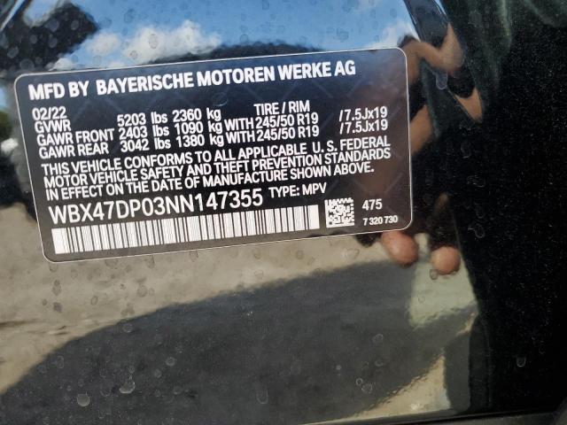 WBX47DP03NN147355 - 2022 BMW X3 SDRIVE30I BLACK photo 13