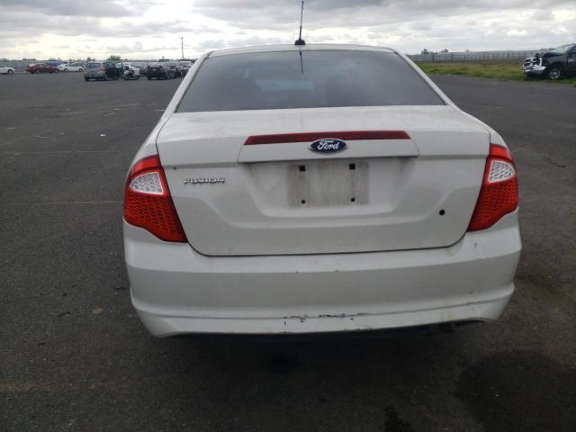 3FAHP0GA3CR333767 - 2012 FORD FUSION S WHITE photo 6