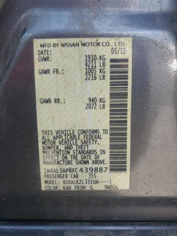 1N4AL3AP8FC439887 - 2015 NISSAN ALTIMA 2.5 GRAY photo 12