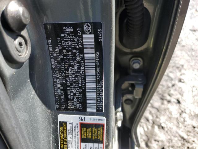 4T4BF1FK7ER424038 - 2014 TOYOTA CAMRY L GRAY photo 12