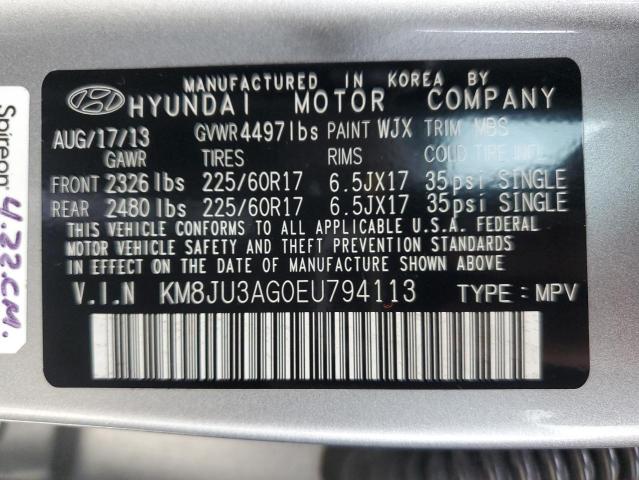 KM8JU3AG0EU794113 - 2014 HYUNDAI TUCSON GLS GRAY photo 13