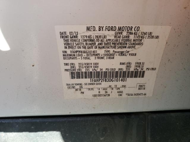 1FAHP2F83DG101401 - 2013 FORD TAURUS LIMITED WHITE photo 12